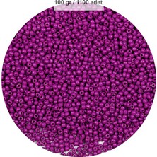 Elitse Fuşya Renk 4 mm Yaklaşık 1100 Adet / 100 Gram Cam Boncuk Oya Yazma Bileklik ve Kolye