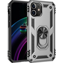 Elitse Apple Iphone 12 Kılıf Sofya Yüzüklü Silikon Kapak - Gümüş