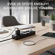 Elitse Akım Korumalı 4’lü Priz 2xusb 2xtype-C Çıkış Yüksek Gerilim Koruma Priz Çoğaltıcı