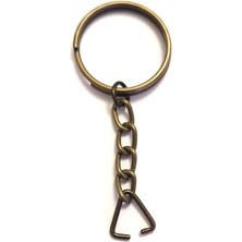 Elitse Anahtarlık Halkası, Halka + Zincir + Üçgen, 24MM, Antik, 1 Adet