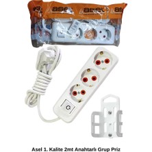 Elitse 2 Metre Askı Aparatlı Anahtarlı 3lü Grup Priz ROYALEKS-68134