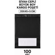 Elitse Siyah Cepli Büyük Boy Kargo Poşeti 35X45+5 cm 100 Adet
