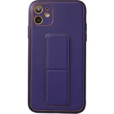 Elitse Apple Iphone 12 Kılıf Coco Deri Standlı Kapak - Mor