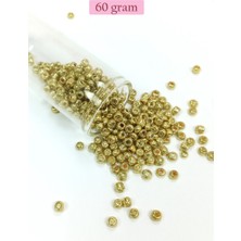 Elitse Dökme Cam Kum Boncuk Büyük Boy (6/0) 4 mm - 60 Gram - Altın - BNC129