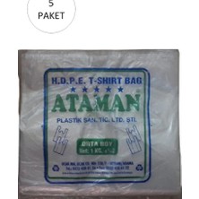 Elitse Kalın Şeffaf Atlet Poşet Orta Boy 27X47 cm 1 kg (5 Paket-Takriben 725 Adet)