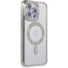Elitse Apple Iphone 15 Pro Kılıf Joke Simli Magneticsafe Kılıf - Gümüş