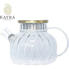 Elitse Çelik Kapaklı Borosilikat Dilimli Model Süzgeçli Cam Demlik Bitki Çayları 1000 ml ROYALEKS-CM-2001