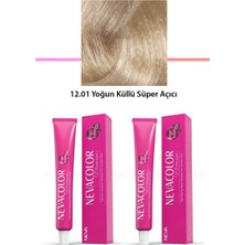 Elitse 2 Li Set Premium 12.01 Yoğun Küllü Süper Açıcı - Kalıcı Krem Saç Boyası 2 x 50 G Tüp