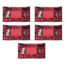 Elitse 5 Paket Red Rose Islak Havlu Mendil 90 Adet Kapaklı Gül Kokulu