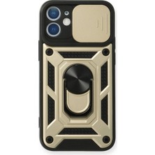 Elitse Apple Iphone 12 Mini Kılıf Pars Lens Yüzüklü Silikon - Gold