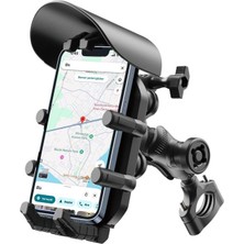 Elitse Gidon Bağlantılı Güneş ve Yağmur Korumalı 360° Derece Ayarlanabilir Motosiklet Bisiklet Telefon Tutucu