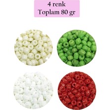 Elitse Dökme Cam Kum Boncuk Büyük Boy (6/0) 4 mm - 4 Renk - Toplam 80 Gram - BNC407