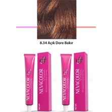 Elitse 2 Li Set Premium 8.34 Açık Dore Bakır - Kalıcı Krem Saç Boyası 2 x 50 G Tüp