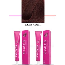 Elitse 2 Li Set Premium 5.4 Açık Kestane - Kalıcı Krem Saç Boyası 2 x 50 G Tüp