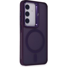 Elitse Joko Samsung Galaxy S24 Flet Lens Magsafe Kapak - Derin Mor