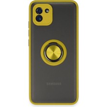 Elitse Samsung Galaxy A03 Kılıf Montreal Yüzüklü Silikon Kapak - Sarı