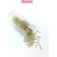Elitse Uzun Boru Kesme Boncuk Çap 2mm Uzunluk 10 mm - 60 Gram - Şeffaf Bej - BNC276