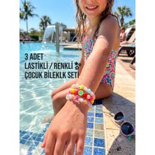TRENDHAZAN 3 'lü Avantajlı Paket Lastikli Renkli Kız Çocuk Bileklik Seti