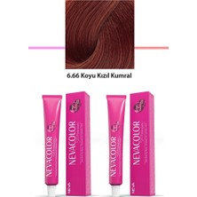 Elitse 2 Li Set Premium 6.66 Koyu Kızıl Kumral - Kalıcı Krem Saç Boyası 2 x 50 G Tüp