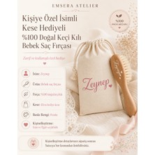 Emsera Atelier Kişiye Özel İsimli Kese Hediyeli %100 Doğal Keçi Kılı Bebek Saç Fırçası