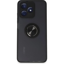 Elitse Realme C53 Kılıf Montreal Yüzüklü Silikon Kapak - Siyah