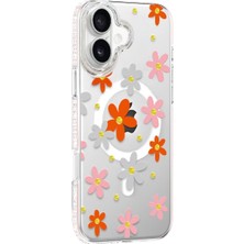 Elitse Joko Apple Iphone 16 Floral Magsafe Kapak - Turuncu
