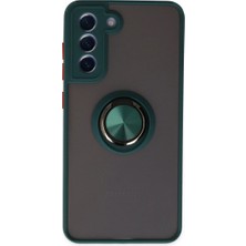 Elitse Samsung Galaxy S21 Fe Kılıf Montreal Yüzüklü Silikon Kapak - Yeşil