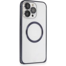 Elitse Joko Apple Iphone 15 Pro Max Kılıf Metal Bumper Magneticsafe Kapak - Lacivert