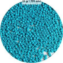 Elitse Turquaz Mavi Renk 4 mm Yaklaşık 220 Adet/20 Gram Cam Boncuk Oya Yazma Bileklik ve Kolye