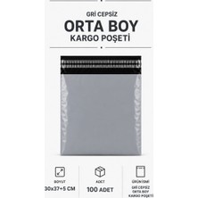 Elitse Gri Cepsiz Orta Boy Kargo Poşeti 30X37+5 cm 100 Adet