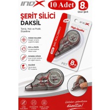 Artlantis Şerit Daksil Beyaz 5mmx8 Metre 10 Adet Inox Şerit Düzeltici Şerit Silici Yazı Silici Büro Ofis Okul