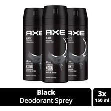 Elitse 3 Adet Axe Erkek Deodorant & Bodyspray Black 48 Saat Etkileyici Koku Vücut Spreyi 150 ml