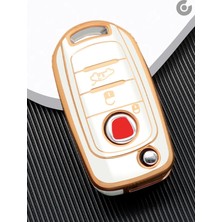 Alazpay Fiat Uyumlu Gold Kenar TPU Anahtar Kılıfı - Egea 500X (1 Adet)