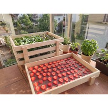 Limon Dekor Doğal Huş Ağacı Istiflenebilir Gıda Kurutma Teli - 2'li Set (52X35 Cm) - Ahşap Meyve, Sebze ve Ot Kurutmalık Tepsisi