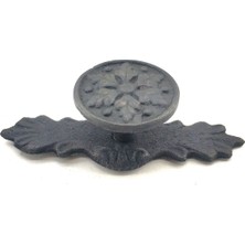 Elitse Antika Tarz Dekoratif Pirinç Çiçek Düğme - 27X70 Mm, Oksit