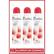 Elitse 3 Adet Emotion Romance Kadın Vegan Deodorant 150 ml Hızlı Kurur, Leke Bırakmaz