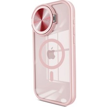 Elitse Apple Iphone 15 Pro Kılıf Teleskop Lens Magsafe Silikon Kapak - Pembe