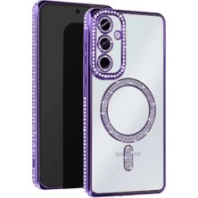 Elitse Samsung Galaxy S25 Edge Joke Simli Magneticsafe Kılıf - Derin Mor