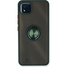 Elitse Realme C11 2021 Kılıf Montreal Yüzüklü Silikon Kapak - Yeşil