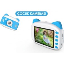 Elitse X900 Dijital Çocuk Fotoğraf Makinesi Selfie Kamera 3.5 Inç Dijital Çocuk Kamerası 1080P (Mavi)