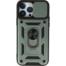 Elitse Apple Iphone 13 Pro Max Kılıf Pars Lens Yüzüklü Silikon - Yeşil