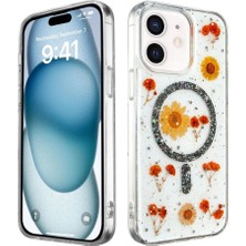 Elitse Apple Iphone 12 Kılıf Daisy Simli Magsafe Kapak - Siyah