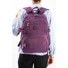 571 Collections Çanta Ultra Hafif Çok Cepli Orta Boy Sırt Çantası Mor Model: (571-3R)