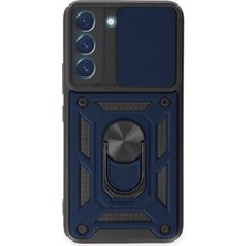 Elitse Samsung Galaxy S24 Kılıf Pars Lens Yüzüklü Silikon - Lacivert