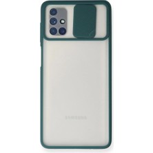 Elitse Samsung Galaxy M51 Kılıf Palm Buzlu Kamera Sürgülü Silikon - Yeşil