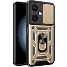 Elitse Vivo Y27 Kılıf Pars Lens Yüzüklü Silikon - Gold