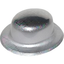 Elitse Gümüş Renk Hologramlı Plastik Yuvarlak Melon 27X24 cm
