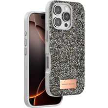 Elitse Onegif Apple Iphone 16 Pro Bright Simli Kapak - Gümüş
