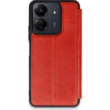 Elitse Xiaomi Redmi 13C Kılıf Flip Cover - Kırmızı