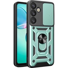 Elitse Samsung Galaxy S25 Plus Kılıf Pars Lens Yüzüklü Silikon - Yeşil